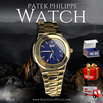 Luxury Patek Philippe Nautilus Moon Phase Blue Dial - Golden Stainless Steel Body