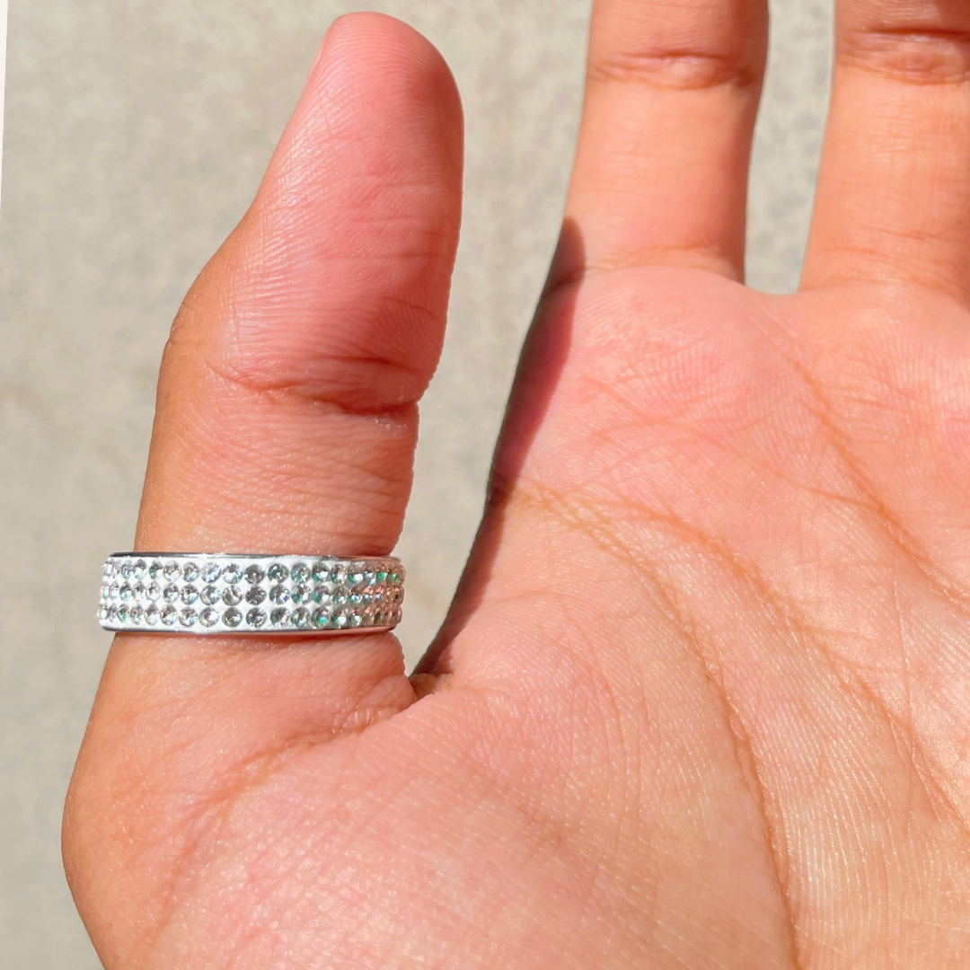 Shiny White Frosted Diamonds Stainless Steel Ring for Men (KCJ0037)