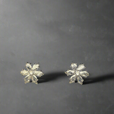 Black 6 Leaf Flower Shining Crystal Tops – Available in 4 Colors (KCJ0031)