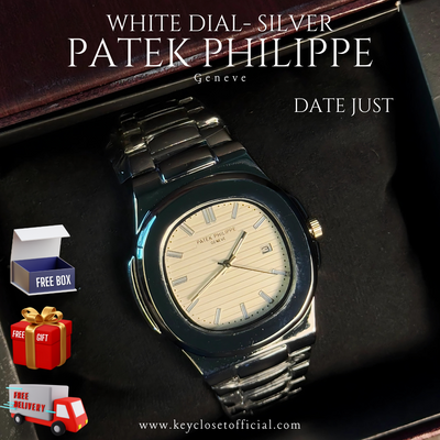 Patek Philippe Date Just - White Dial Chrome Chrome Steel Watch