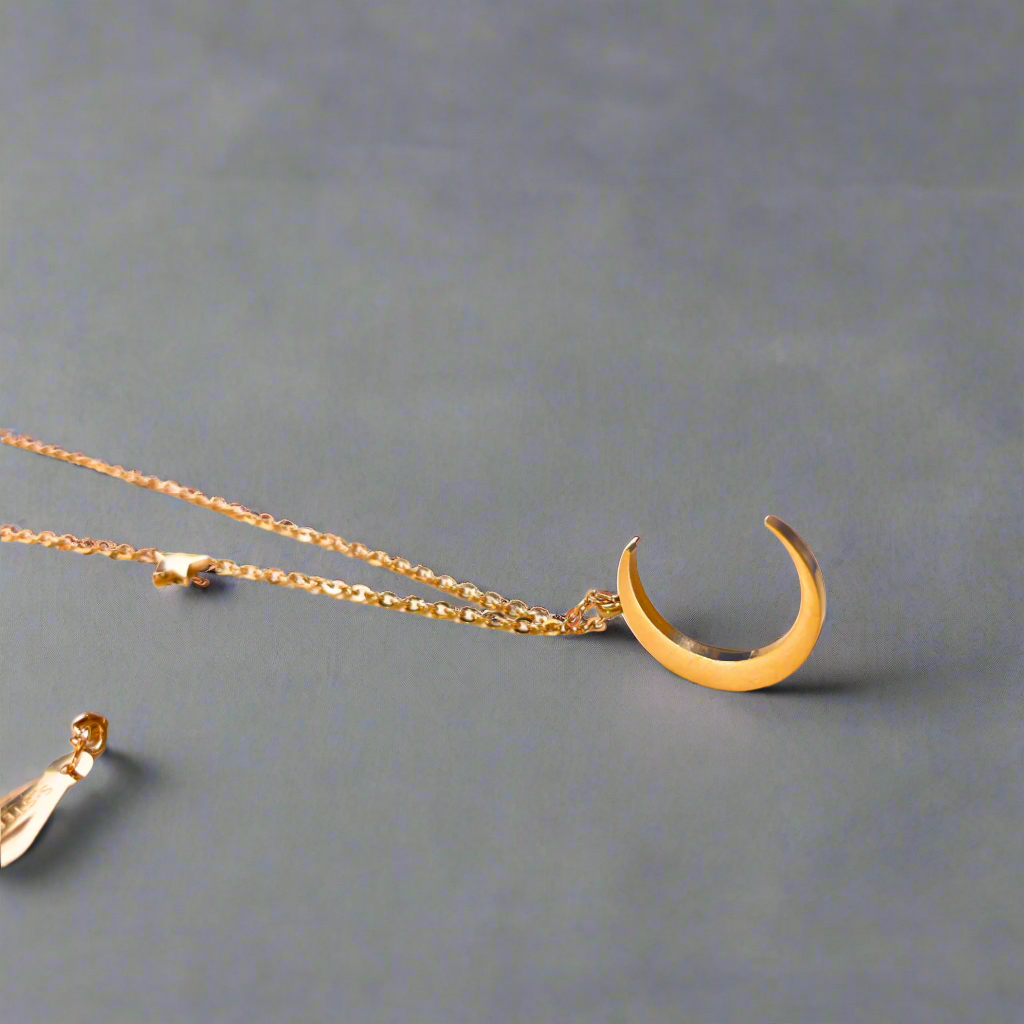 Rose Gold Crescent Moon Necklace - The Dream Pendant (KCJ0049)