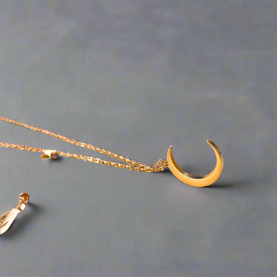 Rose Gold Crescent Moon Necklace - The Dream Pendant (KCJ0049)