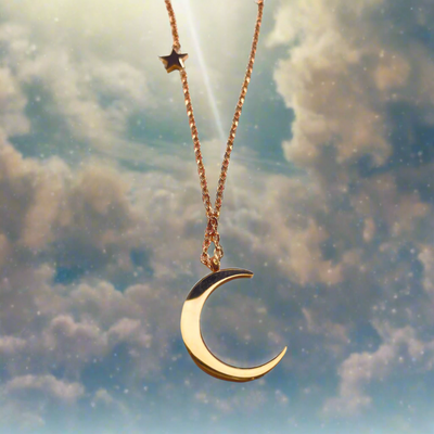 Rose Gold Crescent Moon Necklace - The Dream Pendant (KCJ0049)