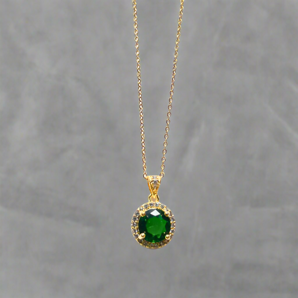 Glamourous Rose Cut Emerald Green Pendant (KCJ0020)