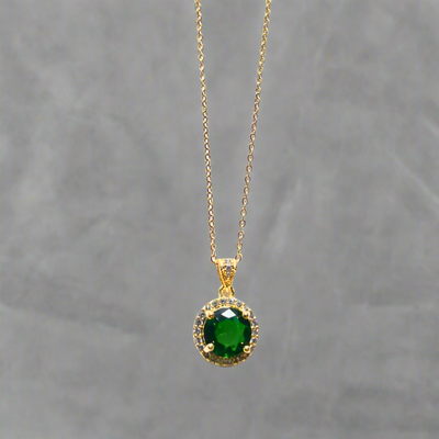 Glamourous Rose Cut Emerald Green Pendant (KCJ0020)