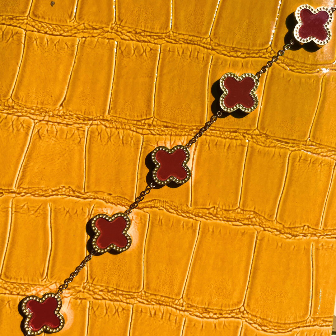 Red 4-Leaf Clover Bracelet – Lucky and Stylish Design (KCJ0010)-(KCJ0011)