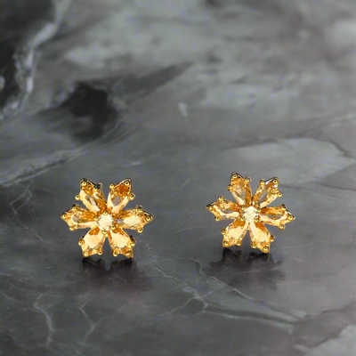 Black 6 Leaf Flower Shining Crystal Tops – Available in 4 Colors (KCJ0031)