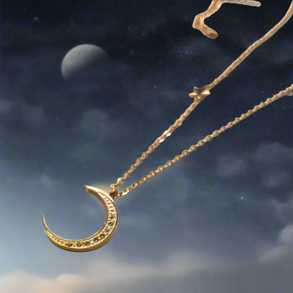Rose Gold Crescent Moon Necklace - The Dream Pendant (KCJ0049)