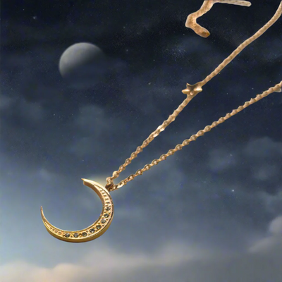 Rose Gold Crescent Moon Necklace - The Dream Pendant (KCJ0049)