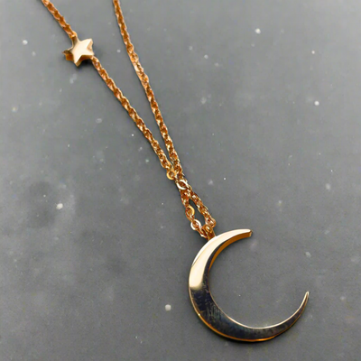 Rose Gold Crescent Moon Necklace - The Dream Pendant (KCJ0049)
