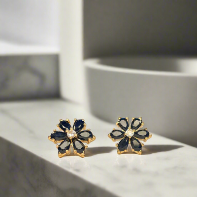Black 6 Leaf Flower Shining Crystal Tops – Available in 4 Colors (KCJ0031)