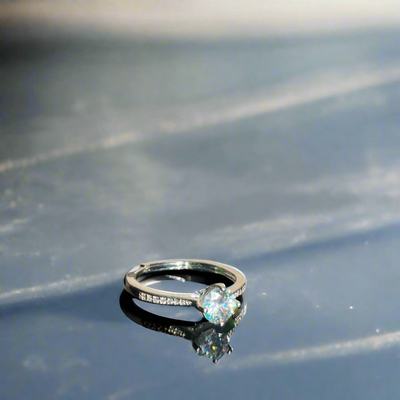 Silver Solitaire Diamond Ring – Prestige and Sleek Style (KCJ0004)