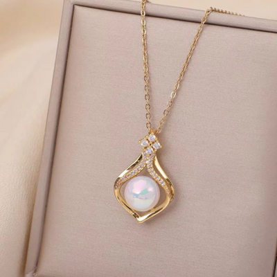 Korean White Lotus Mermaid Pearl Pendant (KCJ0023)