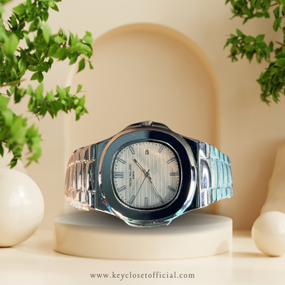 Patek Philippe Date Just - White Dial Chrome Chrome Steel Watch