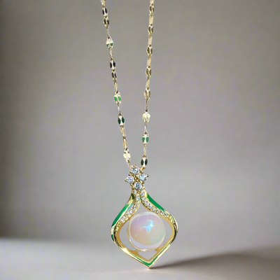 Korean White Lotus Mermaid Pearl Pendant (KCJ0023)