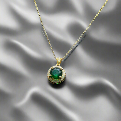 Glamourous Rose Cut Emerald Green Pendant (KCJ0020)