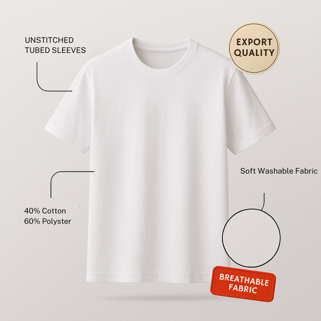Premium Unisex Plain White Seamless Tubular T-Shirt