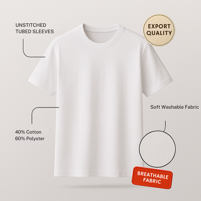 Premium Unisex Plain White Seamless Tubular T-Shirt