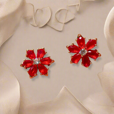 Black 6 Leaf Flower Shining Crystal Tops – Available in 4 Colors (KCJ0031)