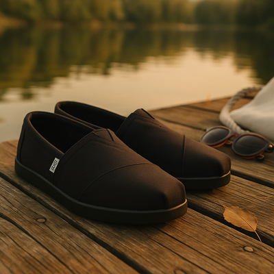 TOMS Syanno Black Canvas Slip-On Shoes
