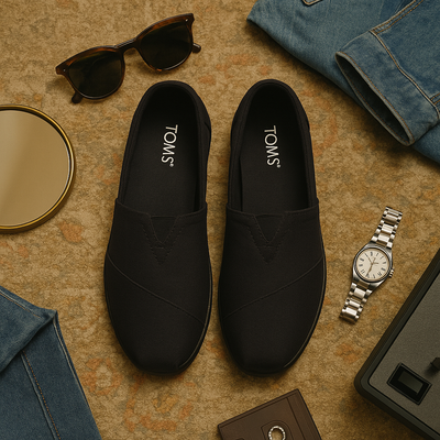 TOMS Syanno Black Canvas Slip-On Shoes