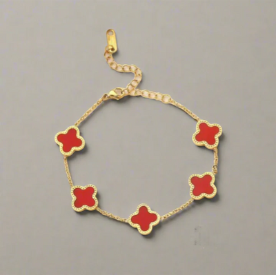 Red 4-Leaf Clover Bracelet – Lucky and Stylish Design (KCJ0010)-(KCJ0011)