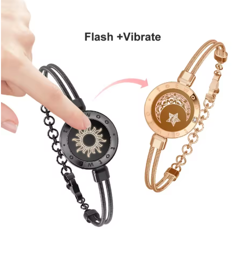 TOTWOO Long Distance Touch Bracelets for Couples in Pakistan, Light Up & Vibration Relationship Gifts for Lovers Smart Jewelry Love Bracelets